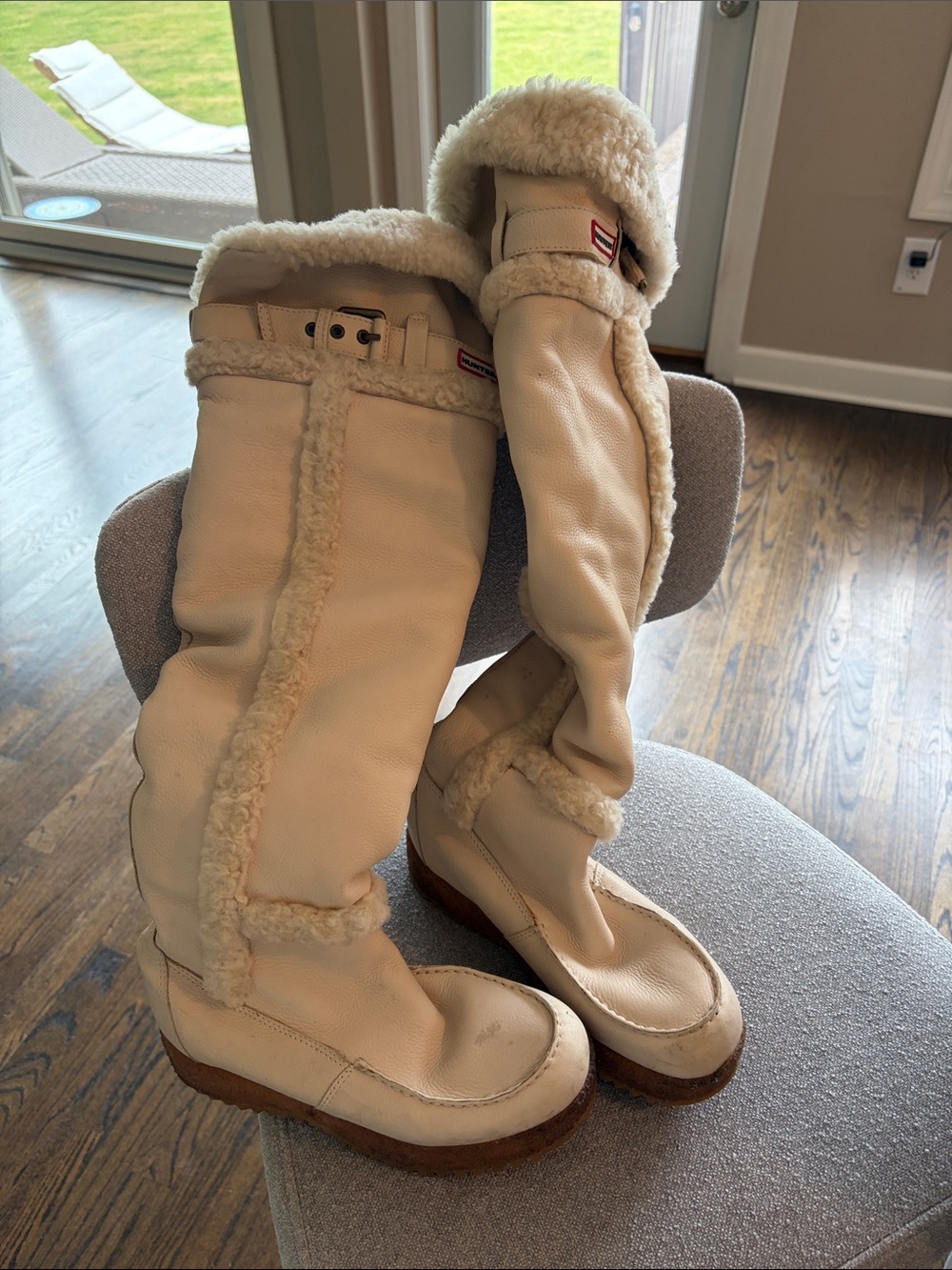 Hunter Cevina Over the Knee Shearling Boots size 7